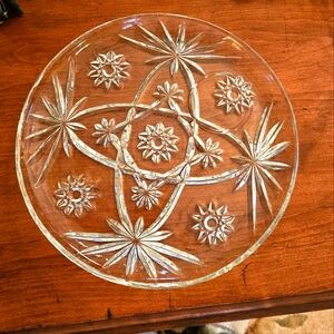 Vintage Anchor Hocking glass snack tray Beautiful design.